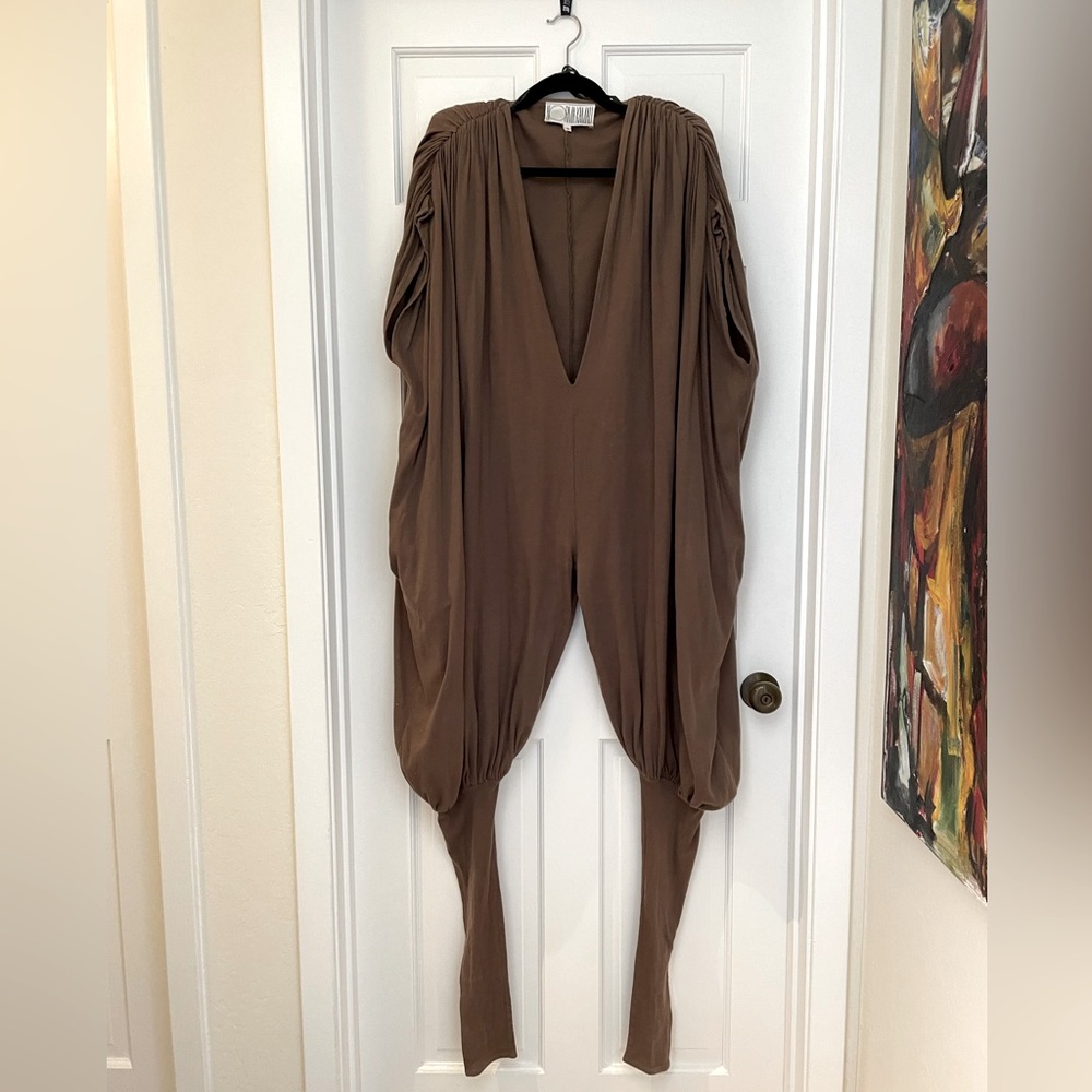 Vintage 1980 Norma Kamali sleeveless jumpsuit.